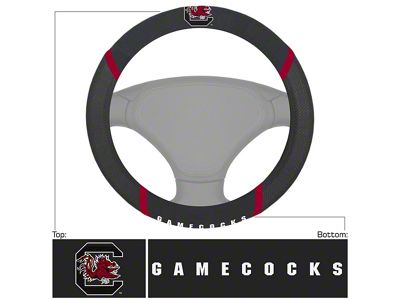 Steering Wheel Cover with University of South Carolina Logo; Black (Universal; Some Adaptation May Be Required)