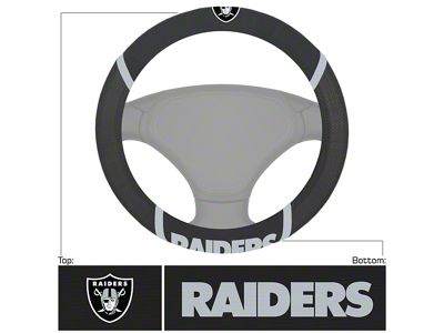 Steering Wheel Cover with Las Vegas Raiders Logo; Black (Universal; Some Adaptation May Be Required)