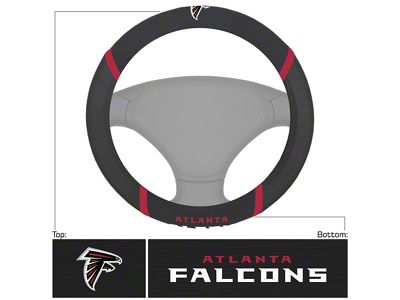 Steering Wheel Cover with Atlanta Falcons Logo; Black (Universal; Some Adaptation May Be Required)
