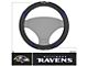 Steering Wheel Cover with Baltimore Ravens Logo; Black (Universal; Some Adaptation May Be Required)