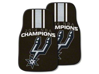 Carpet Front Floor Mats with San Antonio Spurs 2014 NBA Champions Logo; Black (Universal; Some Adaptation May Be Required)