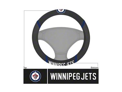 Steering Wheel Cover with Winnipeg Jets Logo; Black (Universal; Some Adaptation May Be Required)