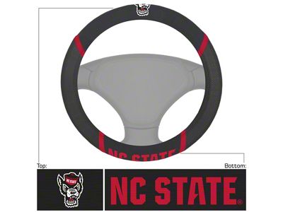 Steering Wheel Cover with North Carolina State University Logo; Black (Universal; Some Adaptation May Be Required)
