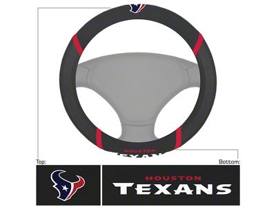 Steering Wheel Cover with Houston Texans Logo; Black (Universal; Some Adaptation May Be Required)