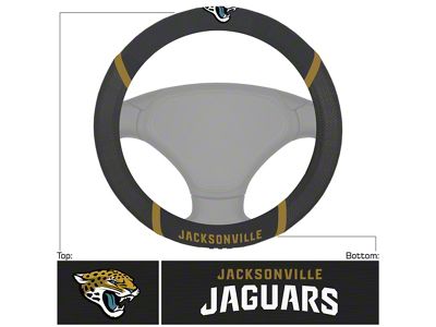 Steering Wheel Cover with Jacksonville Jaguars Logo; Black (Universal; Some Adaptation May Be Required)