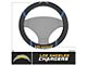 Steering Wheel Cover with Los Angeles Chargers Logo; Black (Universal; Some Adaptation May Be Required)