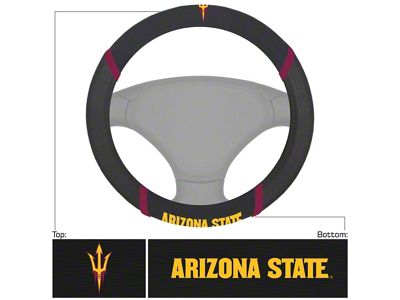 Steering Wheel Cover with Arizona State University Logo; Black (Universal; Some Adaptation May Be Required)