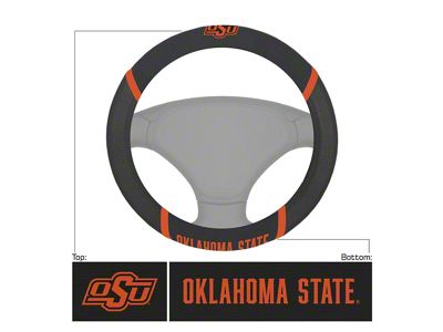 Steering Wheel Cover with Oklahoma State University Logo; Black (Universal; Some Adaptation May Be Required)