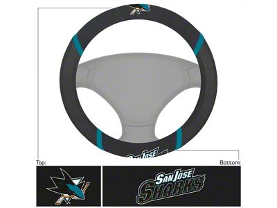 Steering Wheel Cover with San Jose Sharks Logo; Black (Universal; Some Adaptation May Be Required)
