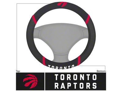 Steering Wheel Cover with Toronto Raptors Logo; Black (Universal; Some Adaptation May Be Required)