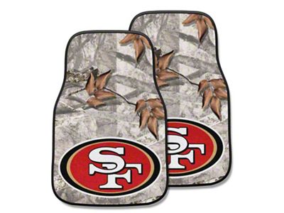 Carpet Front Floor Mats with San Francisco 49ers Logo; Camo (Universal; Some Adaptation May Be Required)