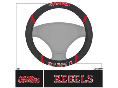 Steering Wheel Cover with University of Mississippi Logo; Black (Universal; Some Adaptation May Be Required)