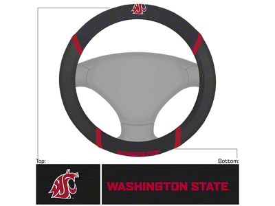 Steering Wheel Cover with Washington State University Logo; Black (Universal; Some Adaptation May Be Required)