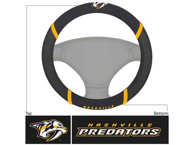 Steering Wheel Cover with Nashville Predators Logo; Black (Universal; Some Adaptation May Be Required)
