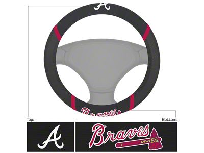 Steering Wheel Cover with Atlanta Braves Logo; Black (Universal; Some Adaptation May Be Required)