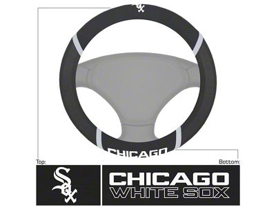 Steering Wheel Cover with Chicago White Sox Logo; Black (Universal; Some Adaptation May Be Required)