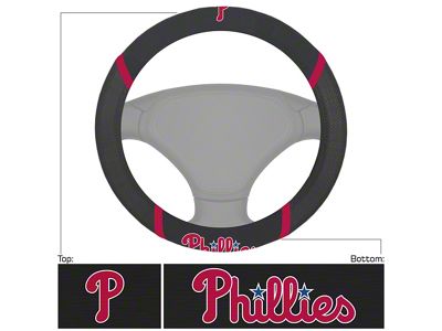 Steering Wheel Cover with Philadelphia Phillies Logo; Black (Universal; Some Adaptation May Be Required)