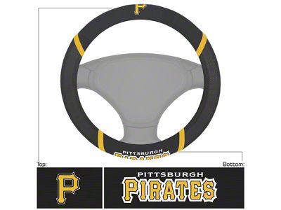 Steering Wheel Cover with Pittsburgh Pirates Logo; Black (Universal; Some Adaptation May Be Required)
