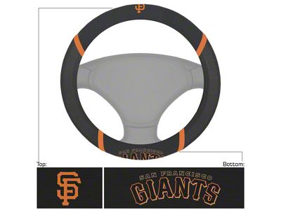 Steering Wheel Cover with San Francisco Giants SF Logo; Black (Universal; Some Adaptation May Be Required)