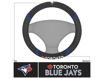Steering Wheel Cover with Toronto Blue Jays Logo; Black (Universal; Some Adaptation May Be Required)