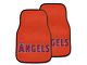 Carpet Front Floor Mats with Los Angeles Angels Logo; Red (Universal; Some Adaptation May Be Required)