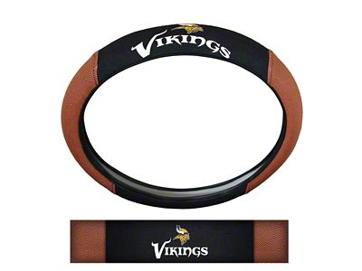 Grip Steering Wheel Cover with Minnesota Vikings Logo; Tan and Black (Universal; Some Adaptation May Be Required)