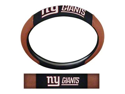 Grip Steering Wheel Cover with New York Giants Logo; Tan and Black (Universal; Some Adaptation May Be Required)