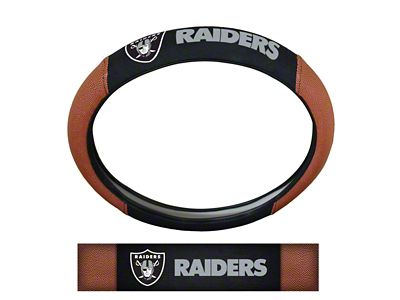 Grip Steering Wheel Cover with Las Vegas Raiders Logo; Tan and Black (Universal; Some Adaptation May Be Required)
