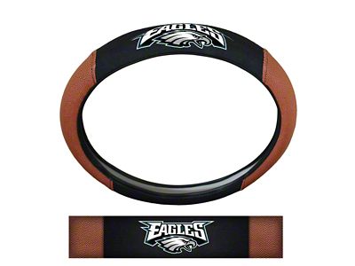 Grip Steering Wheel Cover with Philadelphia Eagles Logo; Tan and Black (Universal; Some Adaptation May Be Required)