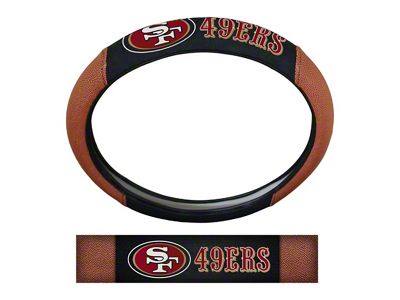 Grip Steering Wheel Cover with San Francisco 49ers Logo; Tan and Black (Universal; Some Adaptation May Be Required)