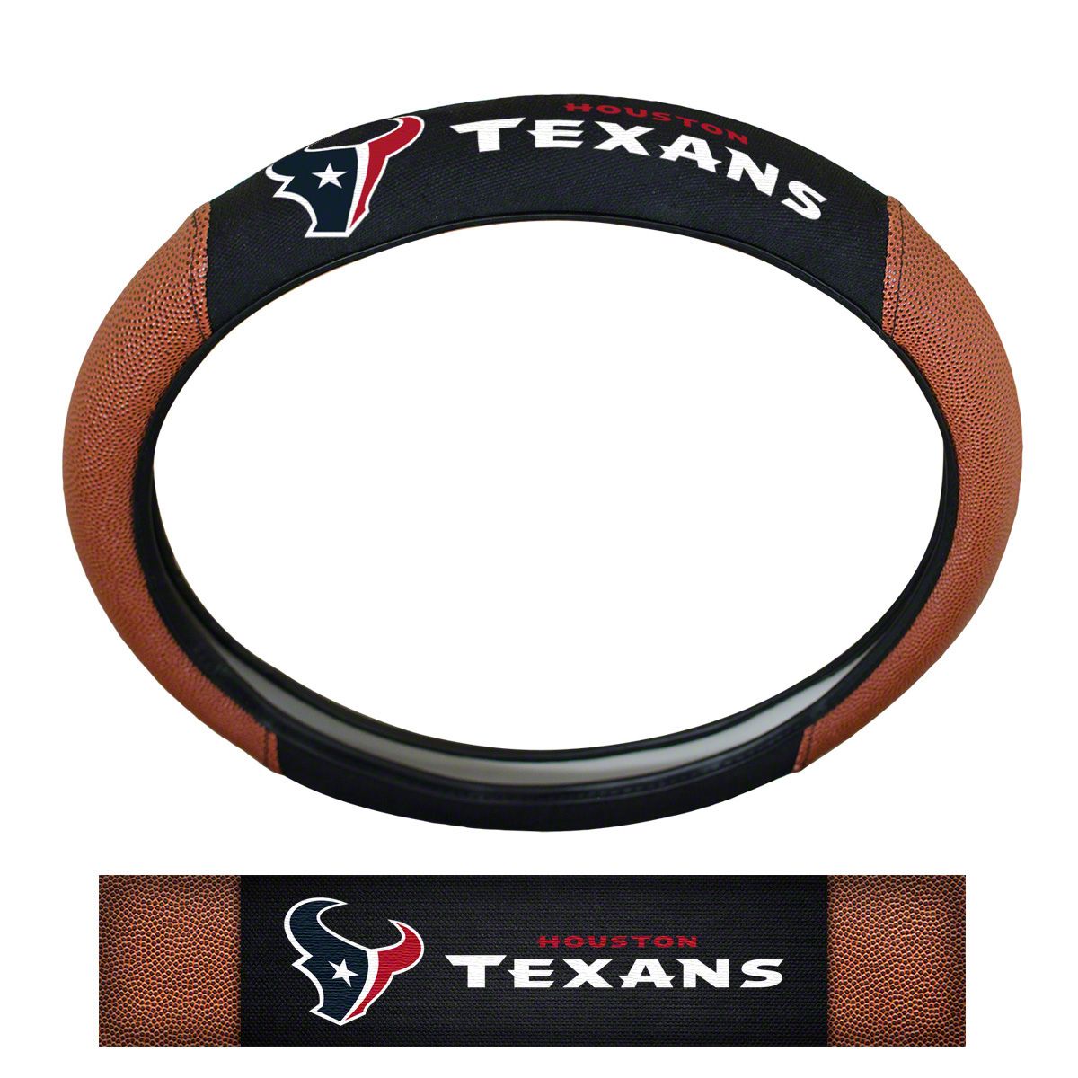 Grip Steering Wheel Cover with Houston Texans Logo; Tan and