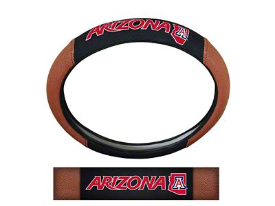 Grip Steering Wheel Cover with University of Arizona Logo; Tan and Black (Universal; Some Adaptation May Be Required)