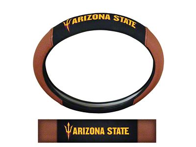 Grip Steering Wheel Cover with Arizona State University Logo; Tan and Black (Universal; Some Adaptation May Be Required)