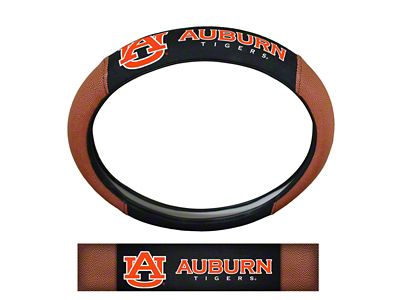 Grip Steering Wheel Cover with Auburn University Logo; Tan and Black (Universal; Some Adaptation May Be Required)