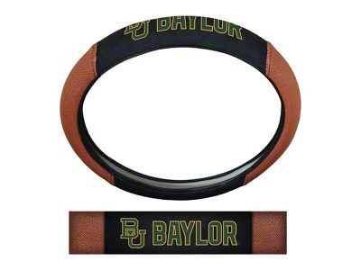 Grip Steering Wheel Cover with Baylor University Logo; Tan and Black (Universal; Some Adaptation May Be Required)