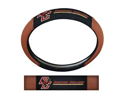 Grip Steering Wheel Cover with Boston College Eagle Logo; Tan and Black (Universal; Some Adaptation May Be Required)