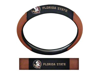 Grip Steering Wheel Cover with Florida State University Logo; Tan and Black (Universal; Some Adaptation May Be Required)