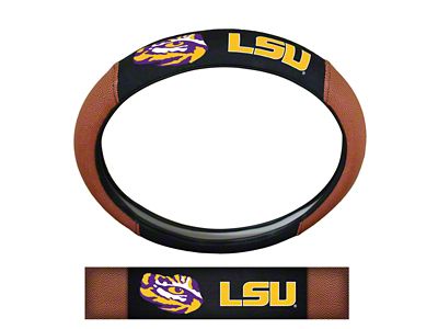 Grip Steering Wheel Cover with Louisiana State University Logo; Tan and Black (Universal; Some Adaptation May Be Required)