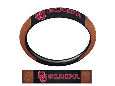 Grip Steering Wheel Cover with University of Oklahoma Logo; Black (Universal; Some Adaptation May Be Required)