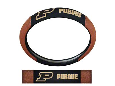 Grip Steering Wheel Cover with Purdue University Logo; Tan and Black (Universal; Some Adaptation May Be Required)