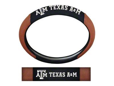 Grip Steering Wheel Cover with Texas AandM University Logo; Tan and Black (Universal; Some Adaptation May Be Required)