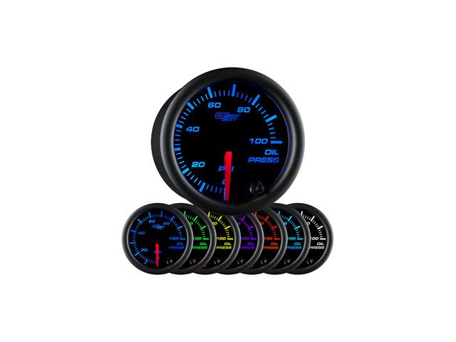 Oil Pressure Gauge; Black 7 Color (Universal; Some Adaptation May Be Required)