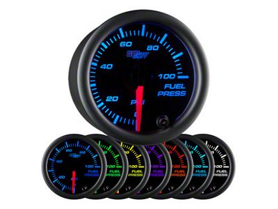 100 PSI Fuel Pressure Gauge; Black 7 Color (Universal; Some Adaptation May Be Required)