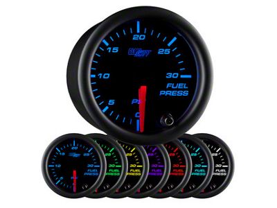 30 PSI Fuel Pressure Gauge; Tinted 7 Color (Universal; Some Adaptation May Be Required)