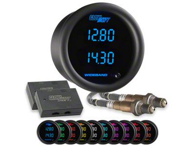 Dual Digital Wideband Air/Fuel Ratio Gauge; Black 10 Color (Universal; Some Adaptation May Be Required)