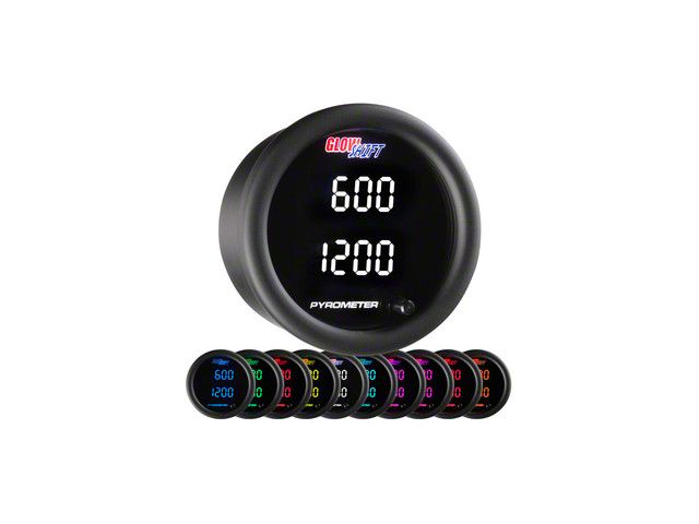 Digital Dual 2200-Degree Exhaust Gas Temperature Gauge; Black 10 Color (Universal; Some Adaptation May Be Required)