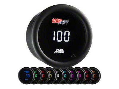 Digital 100 PSI Fuel Pressure Gauge; Black 10 Color (Universal; Some Adaptation May Be Required)