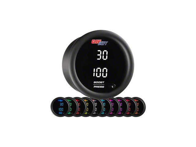 Digital Dual Boost/Vacuum and Pressure Gauge; Black 10 Color (Universal; Some Adaptation May Be Required)