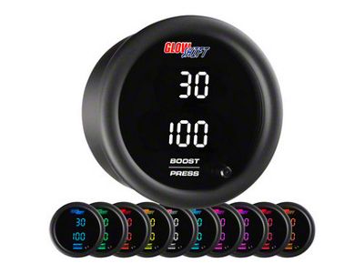 Digital Dual Boost/Vacuum and Pressure Gauge; Black 10 Color (Universal; Some Adaptation May Be Required)