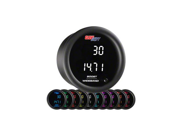 Digital Dual Boost/Vacuum and Wideband Air/Fuel Ratio Gauge; Black 10 Color (Universal; Some Adaptation May Be Required)